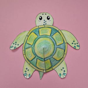 Druckbare 3D Schildkröte Handwerk für Kinder | Machen Sie eine Schildkröte Aktivität | Montessori Papierspielzeug | Sofortiger Download PDF | DIY Projekt