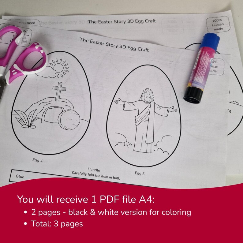 Easter Story 3D Egg Craft for Kids, Sunday School | A4 PDF | Religious ...