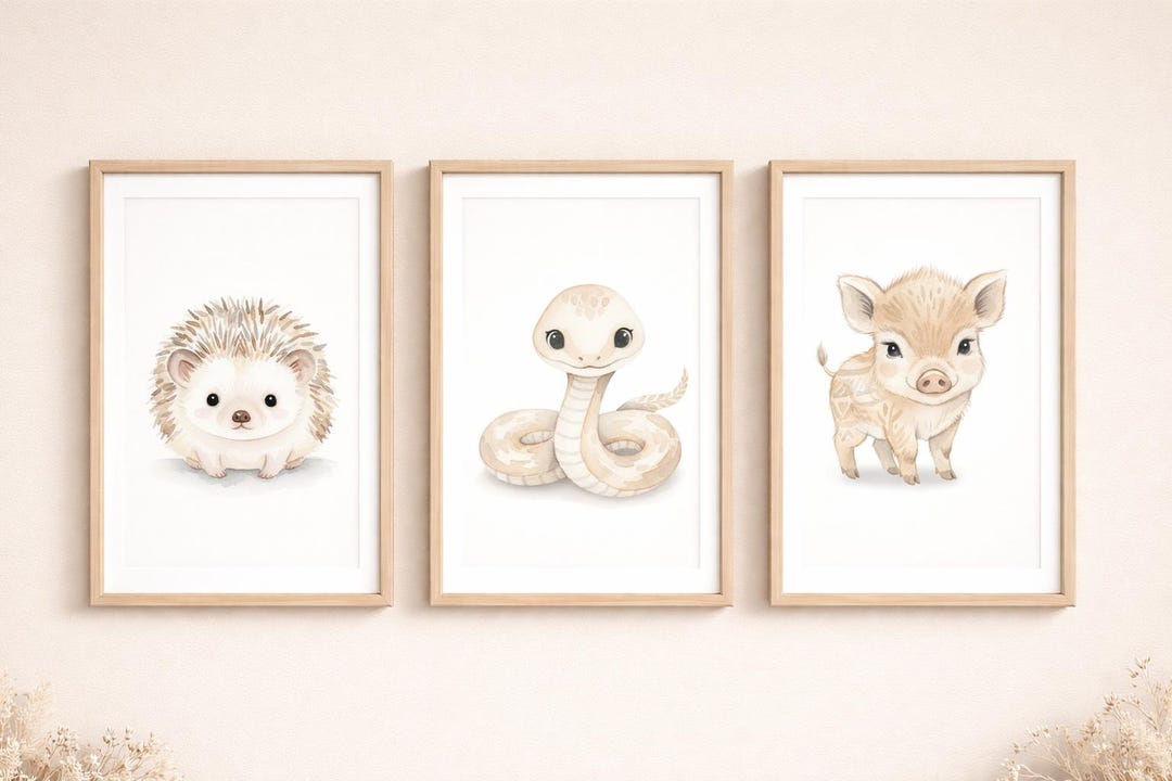 Baby Room Poster Set of 3 Woodland Animals – Neutral Boho Nursery ...