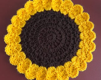 Hand-Crocheted Sunflower Doily Table Mat 11 1/4” Diameter New
