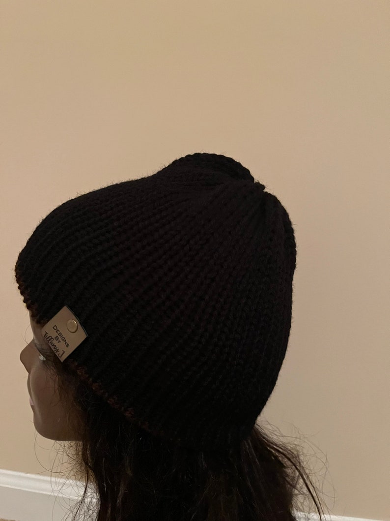 Handmade Knit Reversible Beanie Hats Free Shipping Winter Hat Two Layers Warm Free Shipping Under 35 image 3