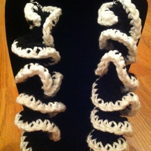 Big Unique  Crochet Earrings Black and White Curly Q Gift Under 20