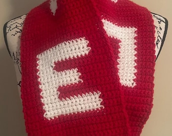 LOVE Crochet Scarf Pattern | Red and White Hearts (PDF Pattern)