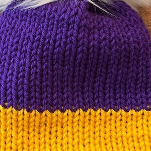 Handmade Knitted Mardi Gras Crochet Hat with Pom Free Shipping Made with Super Soft Yarn Christmas Gift Birthday Gift Under 35 image 2