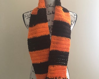 Handmade Orange and Brown Crochet Scarf Free Shipping | winter accessory |  Gift Under 45