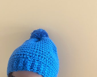 Handmade crochet blue hat