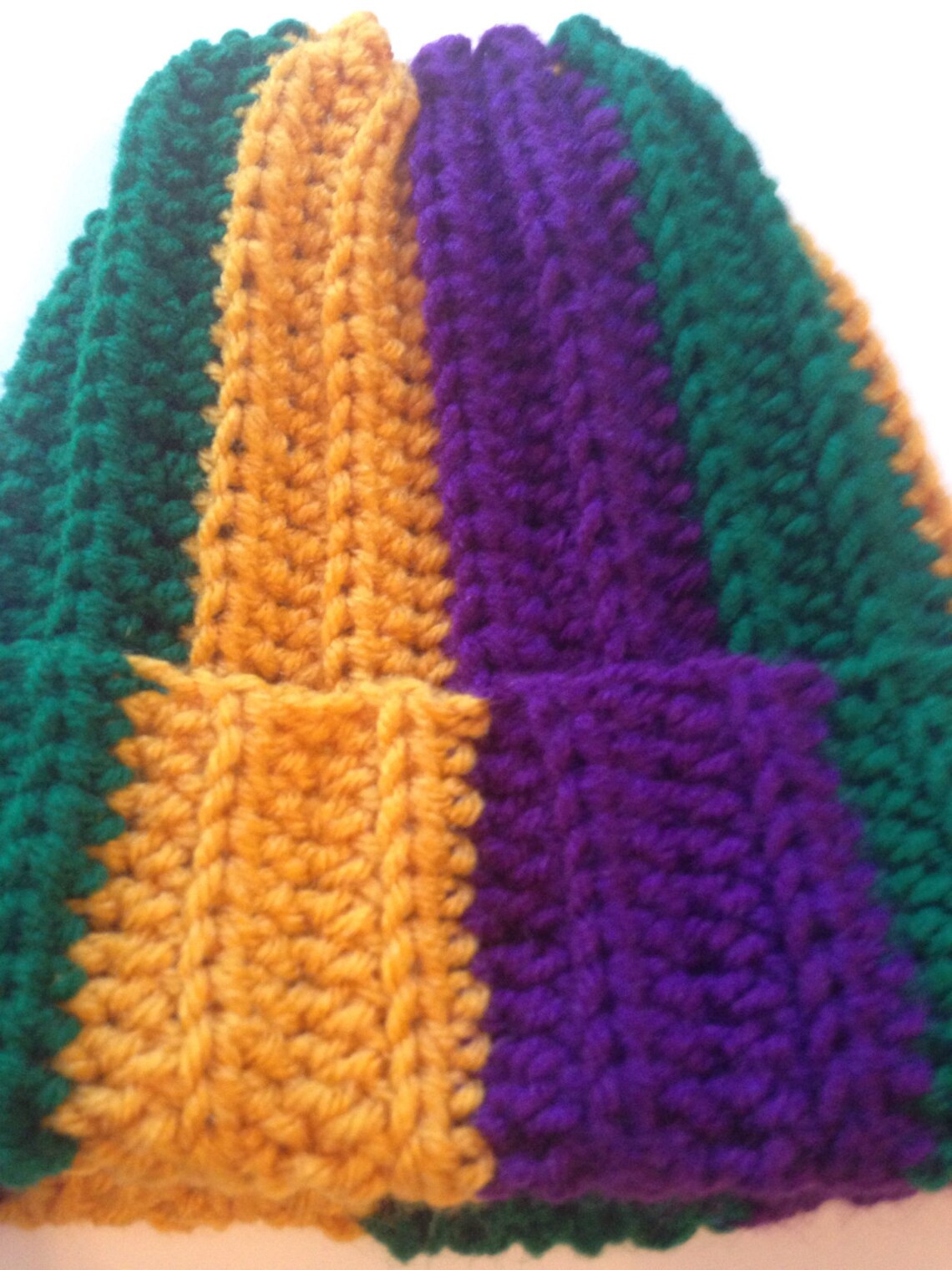 Handmade Crochet Mardi Gras Crochet Hat with Pom or without | Etsy