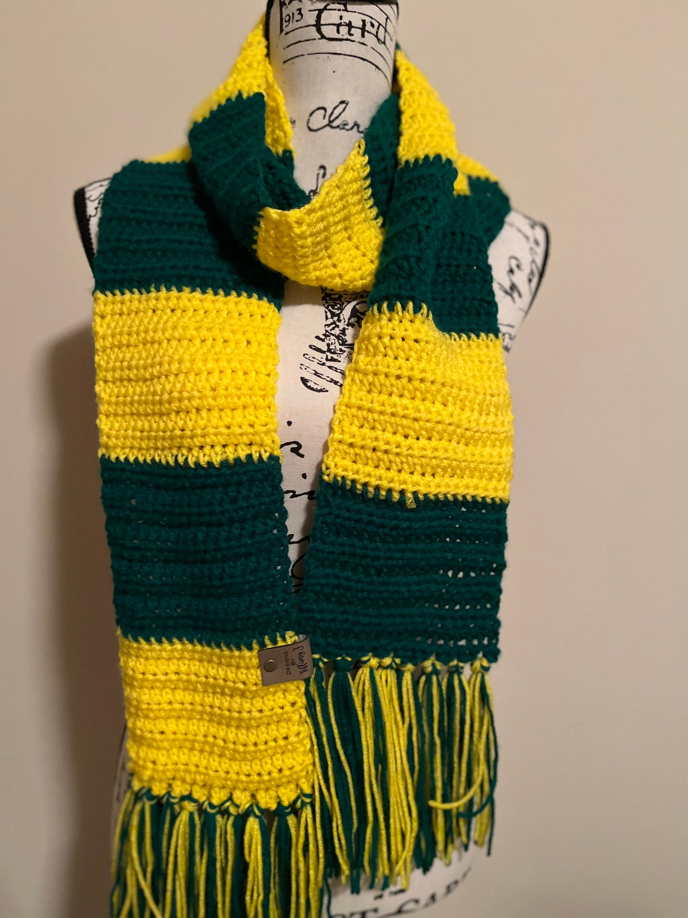 Handmade Yellow and Green Crochet Scarf Free Shipping Gift Under
