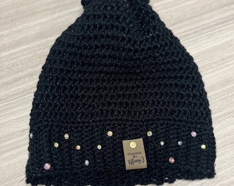 Handmade bedazzled Crochet Beanie Made to Order Holiday Gift Fast Shipping Free Shipping Winter Accessories