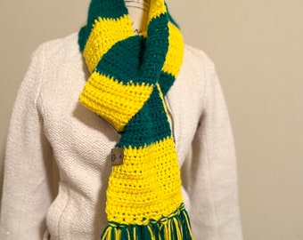 Handmade Yellow and Green Crochet scarf Free Shipping  Gift Under 45|