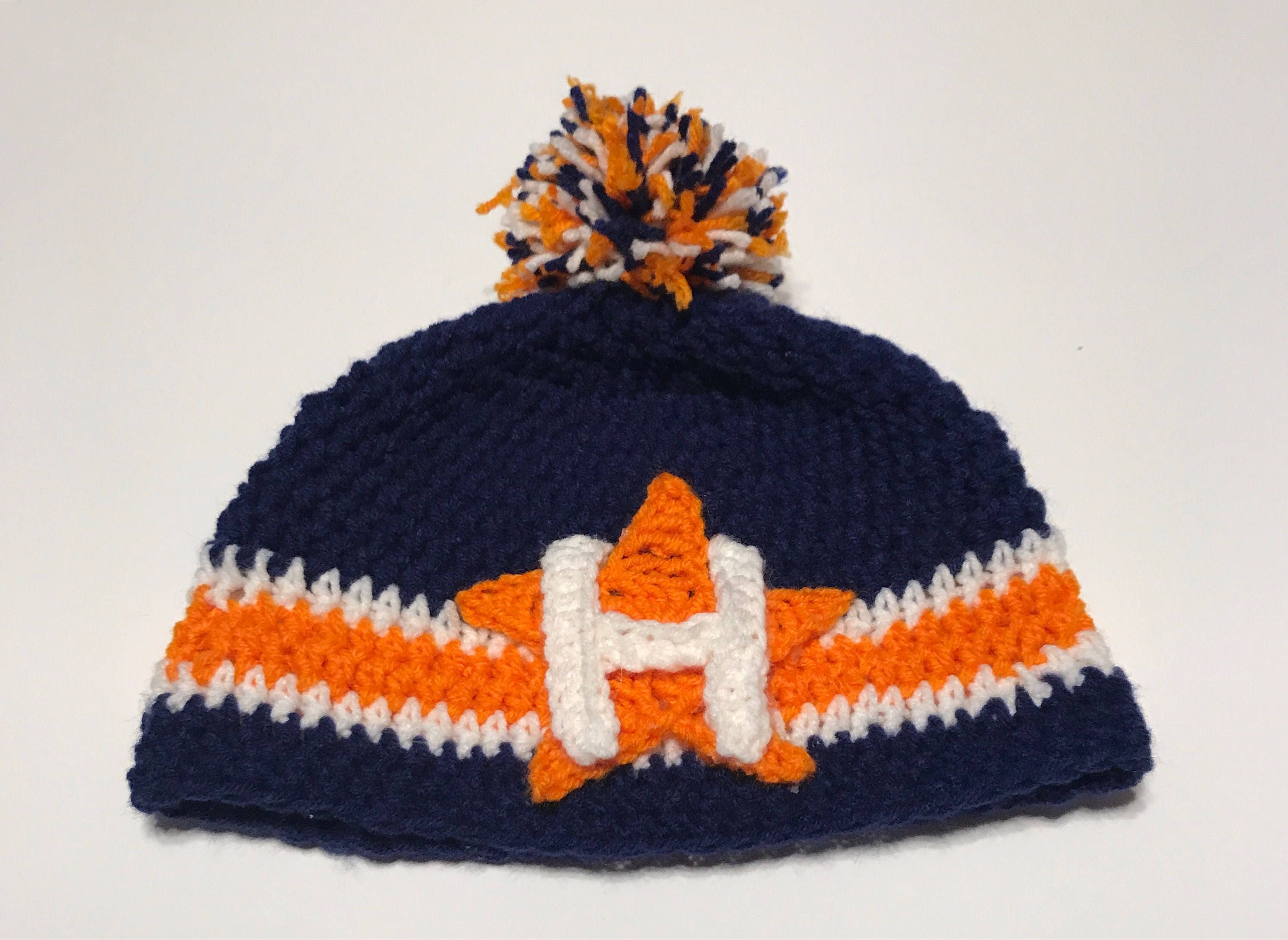 Handmade Crochet Astros Inspired Crochet Hat With Pom Or Etsy