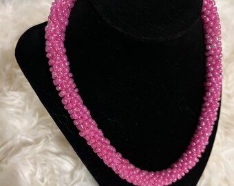 Handmade Solid Color Beaded Crochet Necklace | 16 inches| 18 inches| 20 inch long Necklace