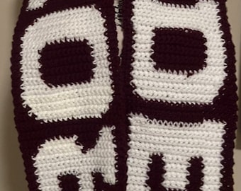 PATTERN / Crochet Scarf Pattern /University of Alabama / Gift for Him/ Gift for Her/ Roll Tide/ Alabama / College Football
