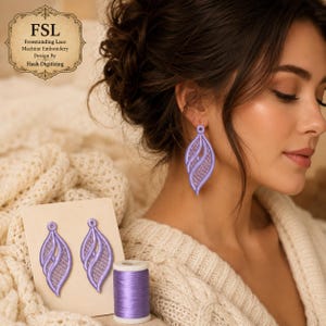 FSL Lace Teardrop Earrings Embroidery Design | Freestanding Machine Embroidery (Digital Download)