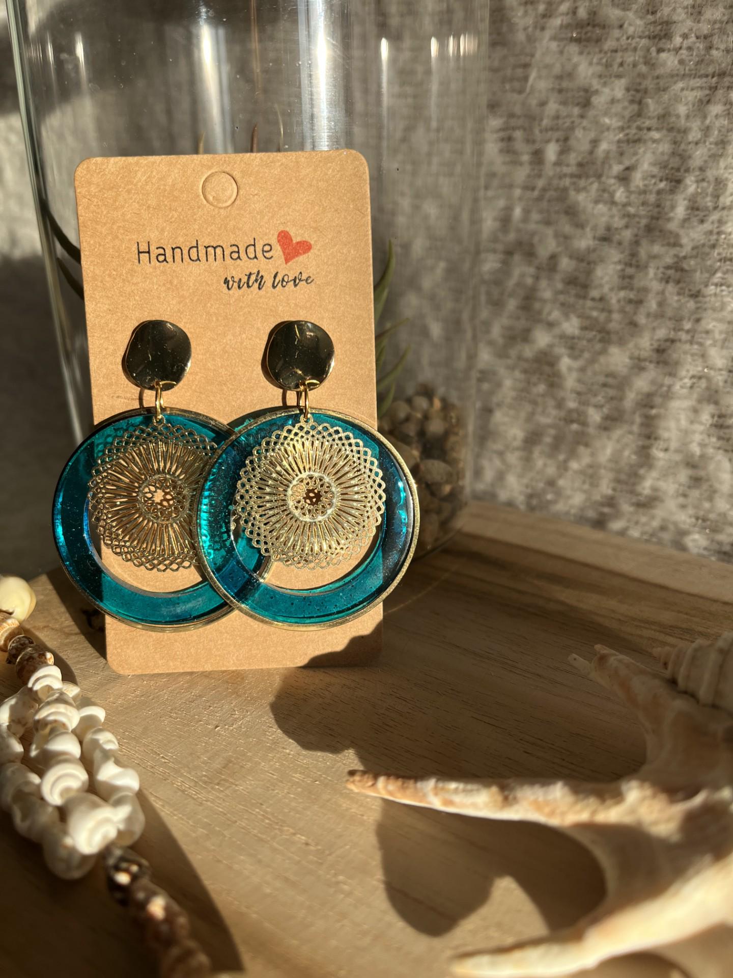 Boucles D'oreilles Résine Effet écorce - Modèle Occasion En état Neuf - Style Naturel Et Original