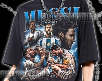 Lionel Messi 90s Retro Soccer Fan T-Shirt, Unisex Bootleg Style World Cup Tee KUS57