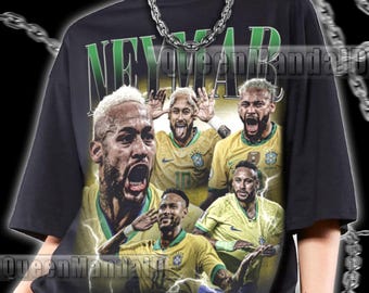 Neymar 90s Retro Soccer Fan T-Shirt, Unisex Bootleg Style World Cup Tee KUS83