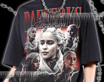 Daenerys Targaryen 90s Retro Movie T-Shirt, Emilia Clarke Fan Tee KUS70