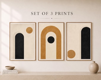 Set di 3 stampe Japandi Arch, opere d'arte minimaliste per pareti (download digitale)