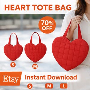 Heart Shaped Tote Bag Sewing Pattern | Romantic  Gift (PDF Digital Download)