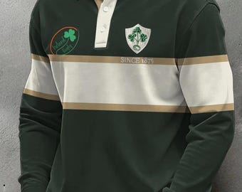 Polo de manga larga de rugby de Irlanda, ropa para aficionados irlandeses con el trébol desde 1875, ideas para regalos del Día del Padre.