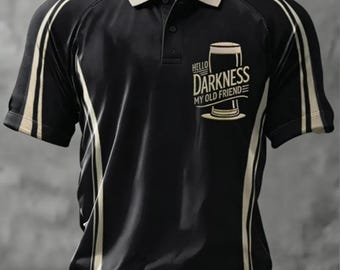 Hello Darkness Poloshirt, Irish Pub Style, Schwarz Gold Streifen, St Patrick's Day Geschenk