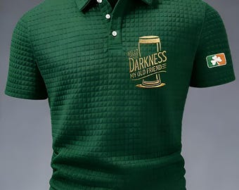 Hallo Dunkelheit Mein alter Freund Waffel Poloshirt, irisches Biertrinken Geschenk