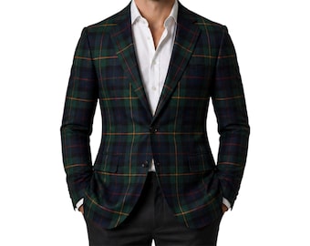 Chaqueta escocesa de tartán para hombre. Chaqueta tradicional de tartán con 2 botones. Abrigo de kilt de tartán para bodas. Disponible en más de 60 tartanes.