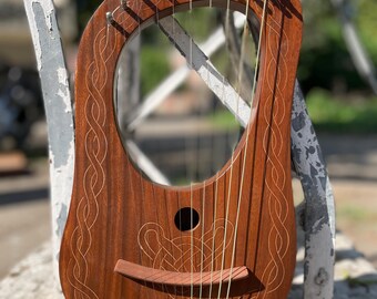 Professional CNC 10 String Lyre Harp Handmade Natural Rosewood Lyre Harp With Free String Set & Tuning Key