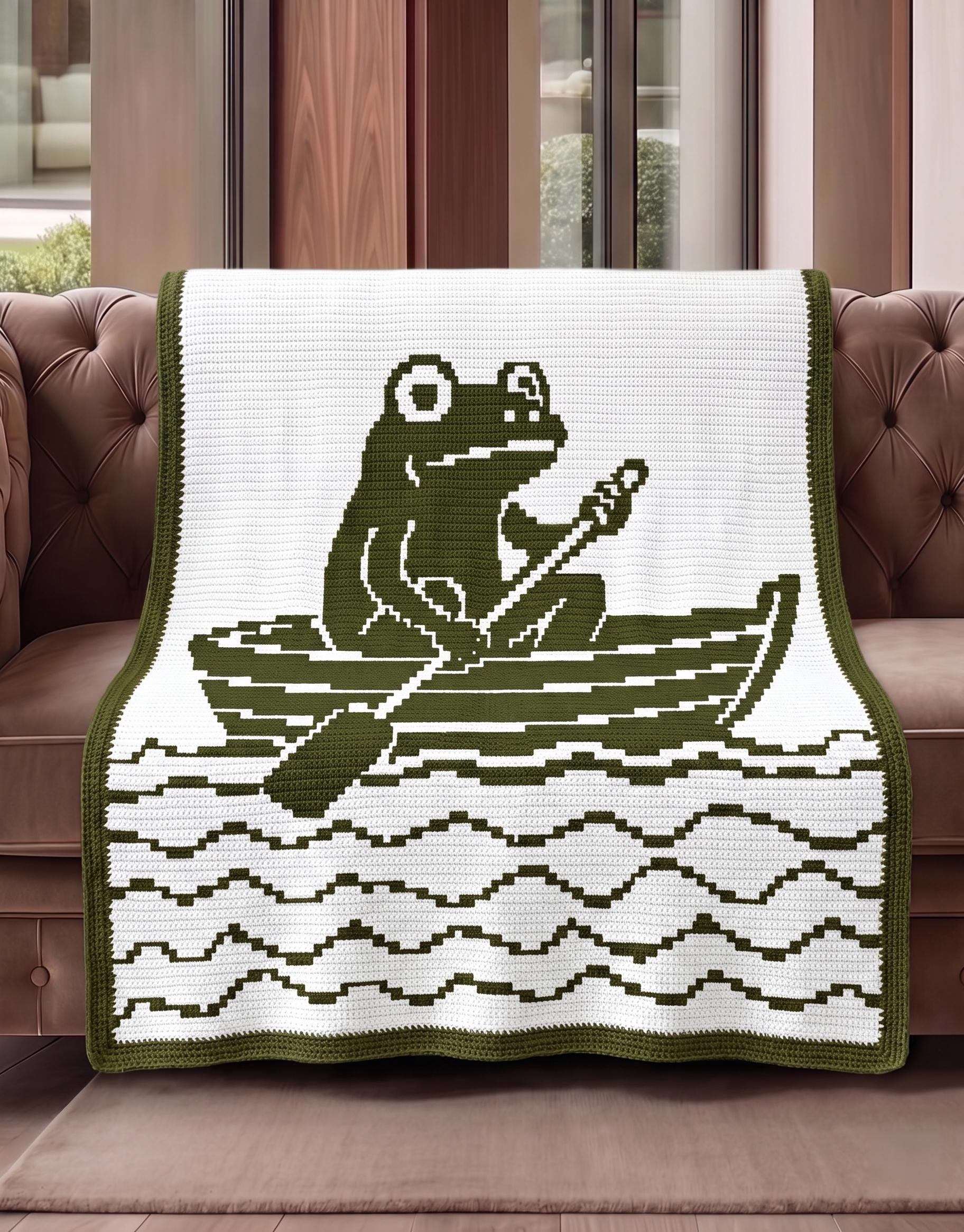 amphibianフミキリインカーネーション（仮）projectsa . net Frog Kayak Mosaic Crochet Pattern PDF, Funny Frog Blanket Pattern