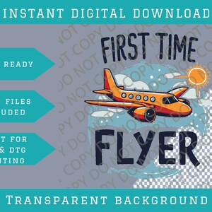 1st Time Flyer Plane Holiday Png Bundle, Digital Downloads