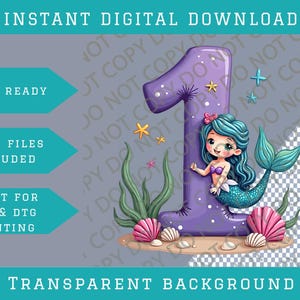 Mermaid Number 1 Svg - Etsy