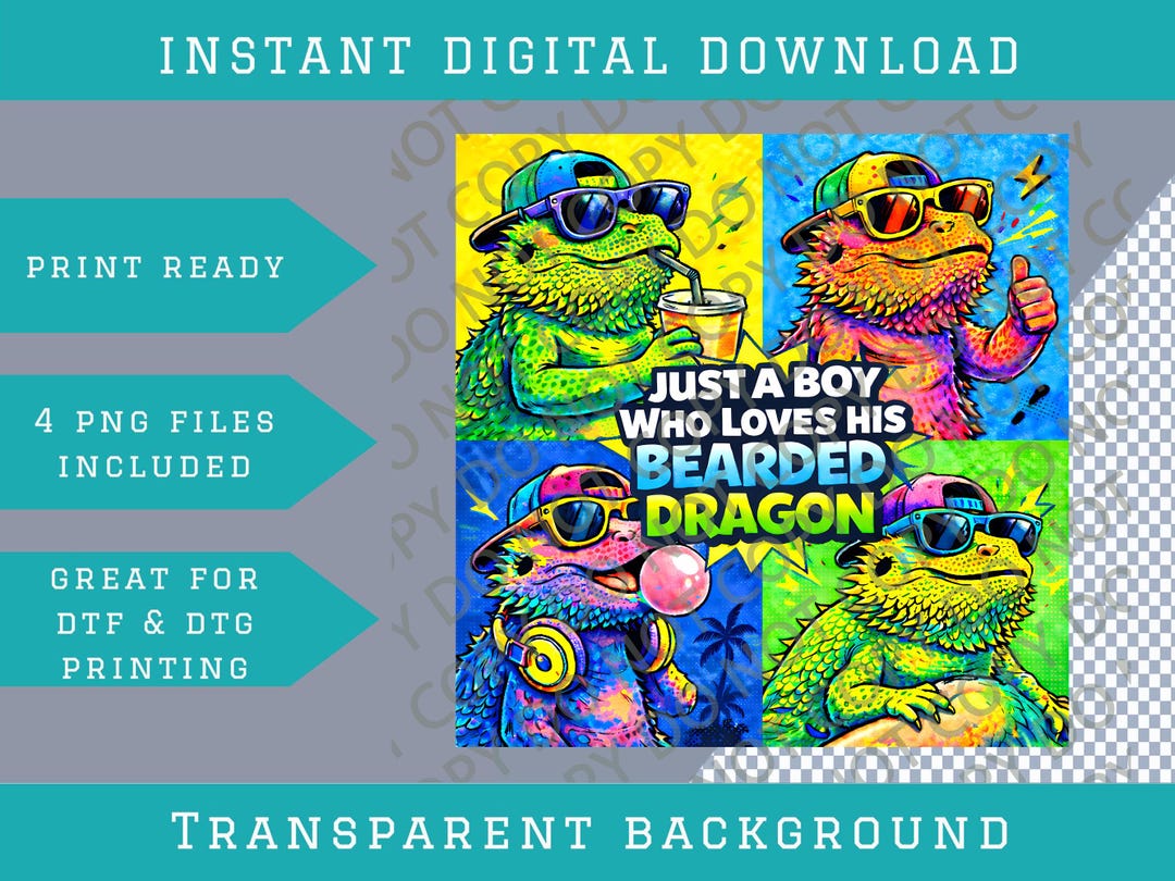 Boy Who Loves His Bearded Dragon Birthday Gift Lizard Png Bundle, SVG ...