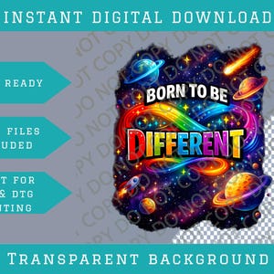 Born To Be Different Galaxy Space-thema Autisme Png-bundel, SVG-bestanden, digitale downloads