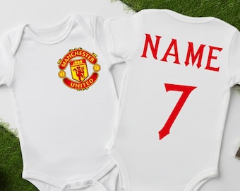 Body de bebé personalizado del Manchester United, ideal para aficionados del United, regalo para él, regalo para baby shower, regalo para ella, regalo de cumpleaños, regalo de Navidad.