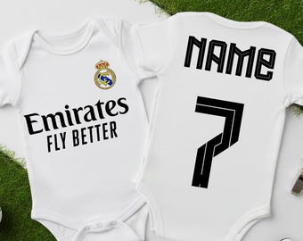 Customize Real Madrid Baby Bodysuit, Real Madrid Fan, Hala Madrid , Gift For Him, Baby Shower Gift , Gift For Her, Birthday Gift