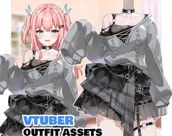 Egirl Vtuber Outfit | Fully Rigged Live2d Assets | Vtube Studio Costume
