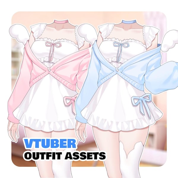 Comfy Angel Sweater Outfit Vtuber Asset | Fully Rigged Live2d Assets | Vtube Studio Costume