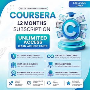 1 Year Coursera Plus | Unlimited Online Learning Account | 4,500+ Courses | Professional Certificates | Google, IBM, Meta & Microsoft