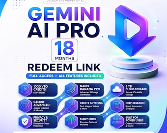 Accesso a Gemini AI Pro per 18 mesi - Codice di riscatto incluso - Consegna digitale immediata