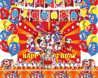 Digital Circus Birthday Party Decorations-Banner, Balloons, Cupcake Toppers Set/ Kids Birthday Supplies/ Pomni&Jack Themed Party
