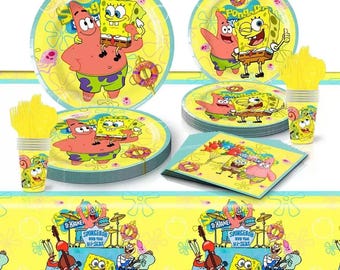 Sponge Birthday Party Decoration Set | Bikini Bottom Theme  Plates, paper cups