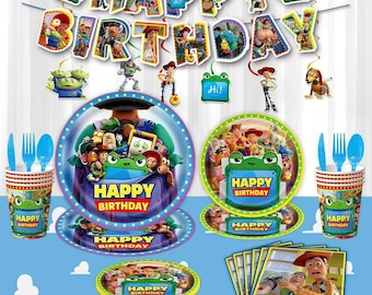 Children's Birthday Party Supplies Set, Banner, Balloon, Cake Topper, Party Decor