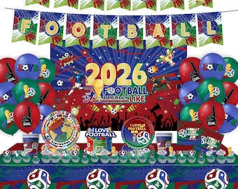 2026  World Cup themed party decorations, football fan party set, banners, spirals, honeycombs, balloons