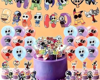 Dandy's world Birthday Party Decorations/Banner, Balloons, Cake Toppers/Gaming Theme /Party Supplies