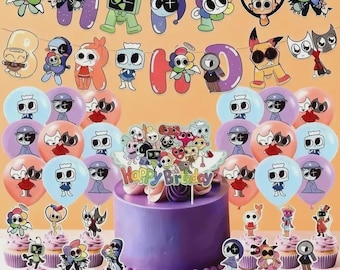 Dandy's world Birthday Party Decorations/Banner, Balloons, Cake Toppers/Gaming Theme /Party Supplies