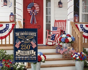 250th Anniversary America Garden Flag – Patriotic Independence Decor, Vintage 4th July Yard Flag