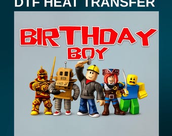 DTF Roblox Birthday Boy Shirt, Gaming Party Tee, Custom Name Age Shirt