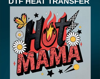 Hot Mama DTF Transfer, Retro Mothers Day Heat Transfer Ready To Press