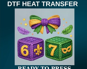 Mardi Gras 6 7 Birthday DTF Transfer, Custom Name Ready To Press